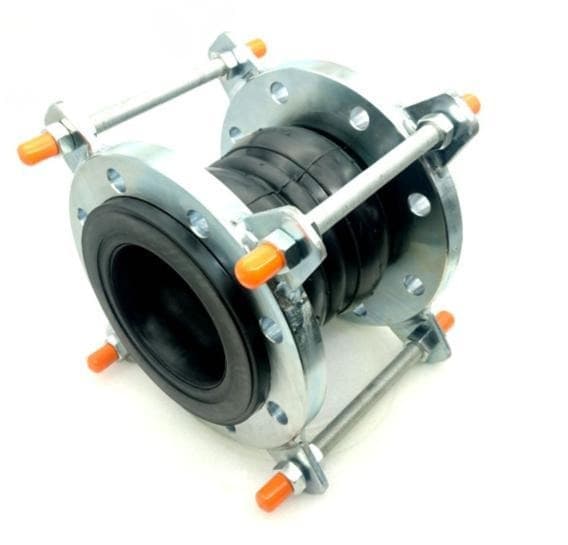 Twin-sphere rubber expansion joint with tie rods