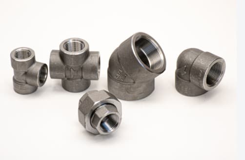 Forged threaded fittings — tee, cross, 45° and 90° elbows, union