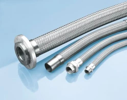 Stainless steel braided flexible metal hoses with end fittings