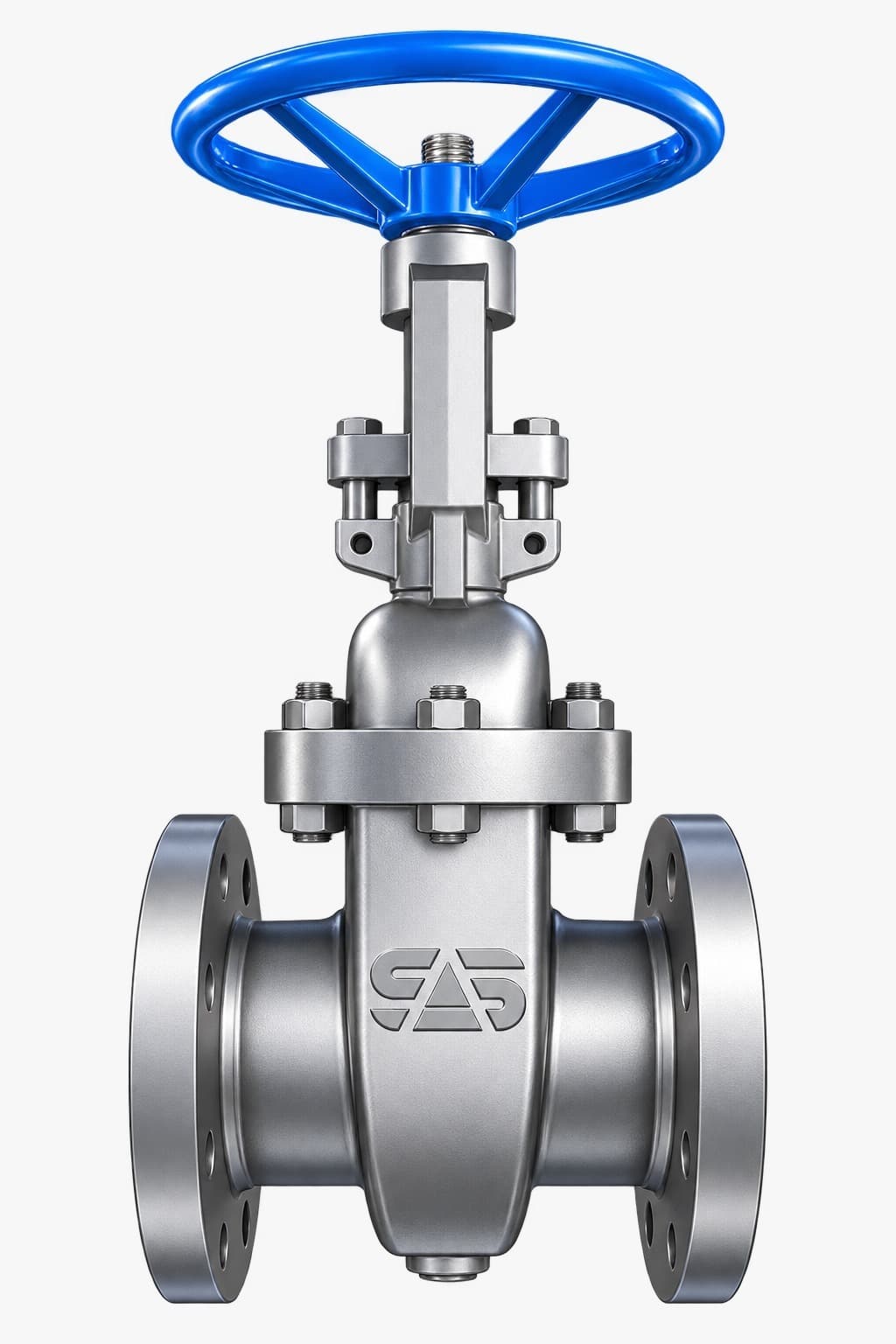 Stainless flanged gate valve with blue handwheel