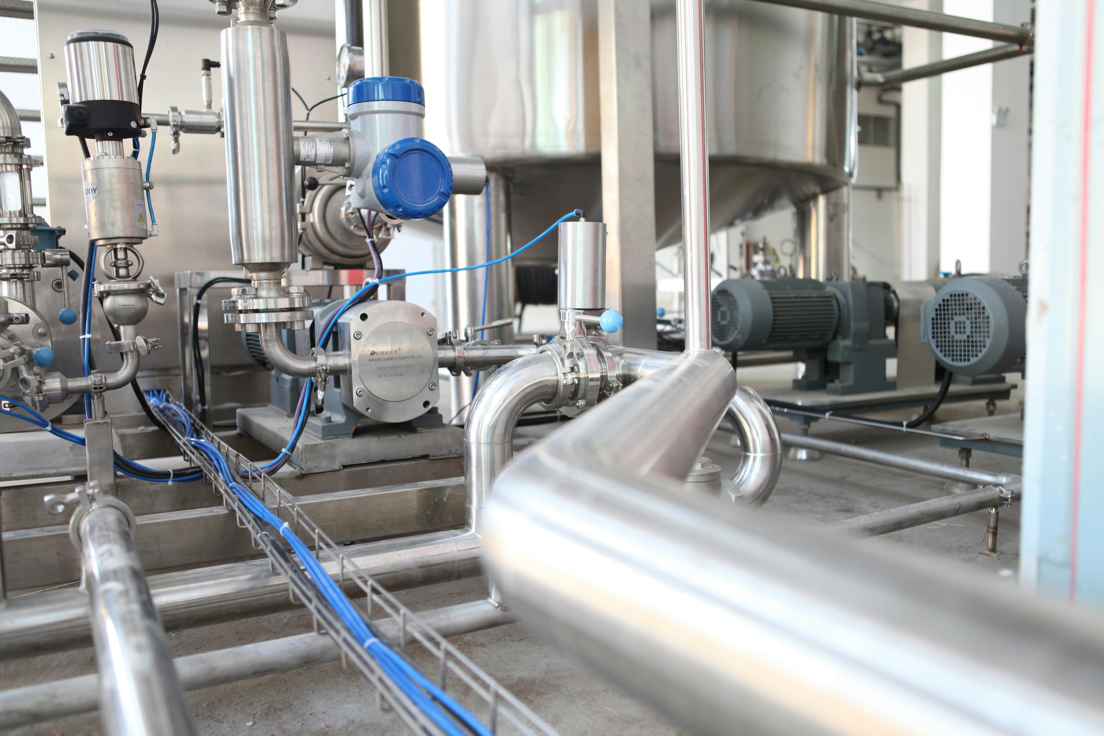 Coiled pipework with a blue control valve