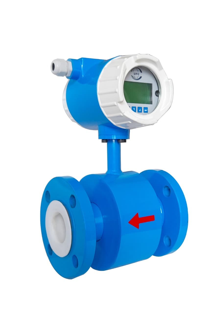 PTFE-lined flanged electromagnetic flow meter with digital display